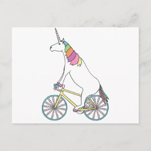 Unicorn Riding Bike W/ Unicorn Horn Spoked Wheels Postcard