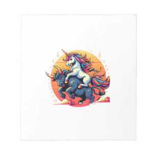 Unicorn Riding Bull Boys Girls Men Women Kids Rain Notepad