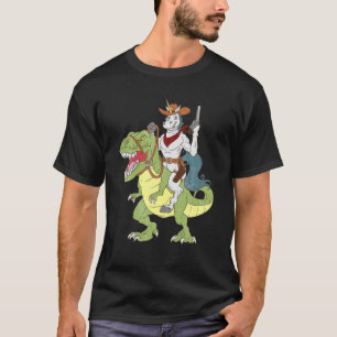 Unicorn Riding Dinosaur Rex Vintage Cowboy Sheriff T-Shirt