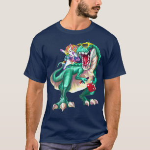 Unicorn Riding Dinosaur Wearing Sunglasses School T-Shirt