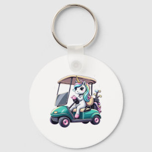 Unicorn Riding Golf Cart Boys Girls Women Kids Tee Key Ring