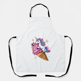 Unicorn Riding Ice Cream Men Women Kids Boys Girls Apron