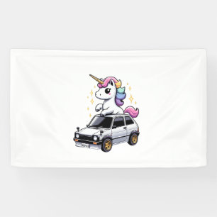 Unicorn Riding Kei Car Boys Girls Women Kids Teen  Banner