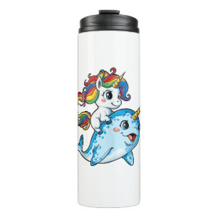 Unicorn Riding Narwhal Funny Women Rainbow Unicorn Thermal Tumbler