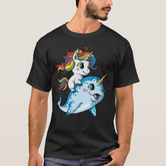Unicorn Riding Narwhal shirt Squad Girls Rainbow U