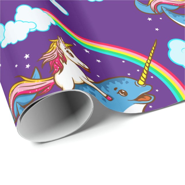 Unicorn Riding Narwhal Wrapping Paper (Roll Corner)