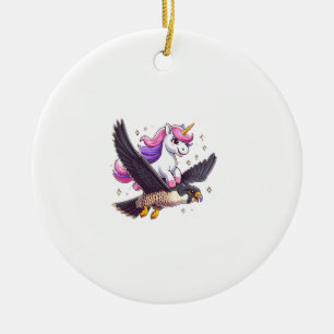 Unicorn Riding Peregrine Falcon Boy Girls Men Wome Ceramic Tree Decoration