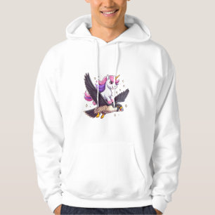Unicorn Riding Peregrine Falcon Boy Girls Men Wome Hoodie
