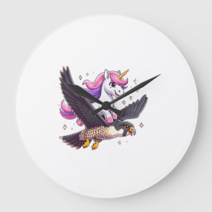 Unicorn Riding Peregrine Falcon Boy Girls Men Wome Large Clock