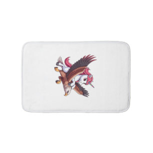 Unicorn Riding Red-tailed Hawk Boys Girls Men Wome Bath Mat
