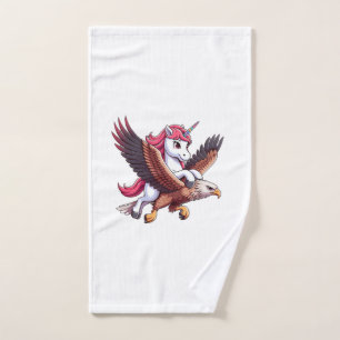 Unicorn Riding Red-tailed Hawk Boys Girls Men Wome Hand Towel