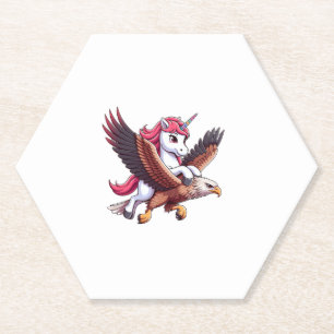 Unicorn Riding Red-tailed Hawk Boys Girls Men Wome Paper Coaster