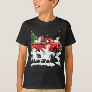 Unicorn Riding Red Truck Merry Christmas X-mas Ugl T-Shirt