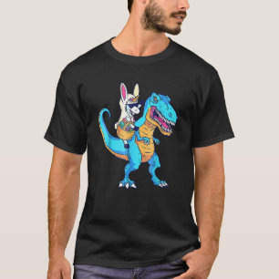 Unicorn Riding rex Dinosaur Easter Bunny Basket Bo T-Shirt