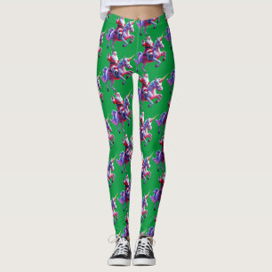 Unicorn Riding Santa Leggings