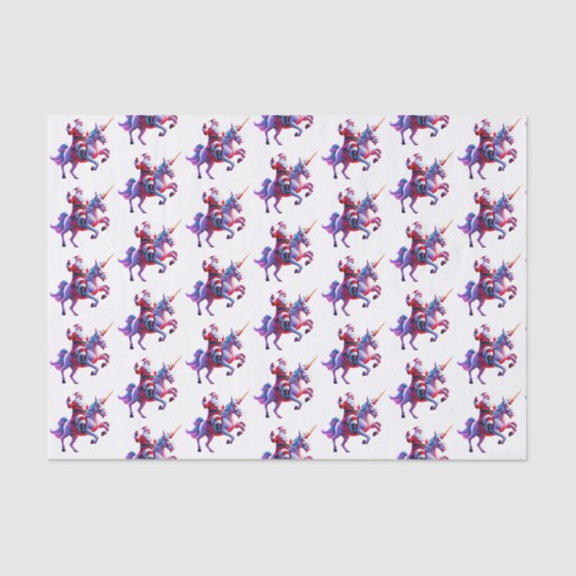 Unicorn Riding Santa Tissue Paper (Front)