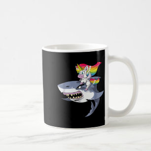 Unicorn Riding Shark Shirt Gift Girls Women Funny Coffee Mug