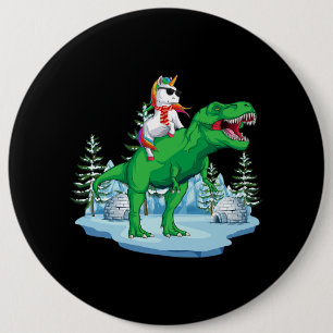 Unicorn Riding T rex Christmas Dinosaur Boys Girls 6 Cm Round Badge