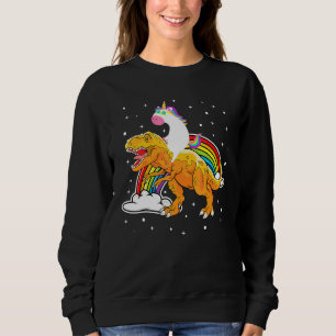 Unicorn Riding T Rex Dinosaur Boys Girls Kids Men Sweatshirt