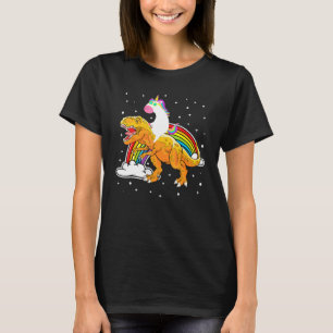 Unicorn Riding T Rex Dinosaur Boys Girls Kids Men T-Shirt
