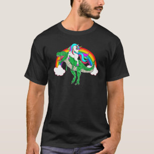 Unicorn Riding T rex Dinosaur Boys Girls Men Women T-Shirt