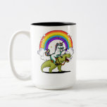 Unicorn Riding T-Rex Dinosaur Magical Rainbow Two-Tone Coffee Mug<br><div class="desc">Unicorn Riding T-Rex Dinosaur Magical Rainbow design for fantasy lovers.</div>