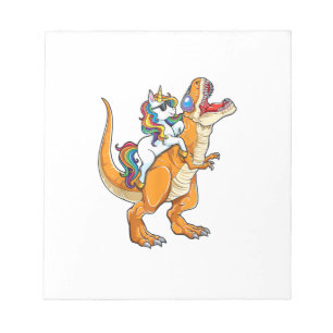 Unicorn Riding T rex Men Women Dinosaur Funny Boys Notepad