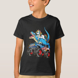 Unicorn Riding T Rex Monster Truck Boys Girls Unic T-Shirt