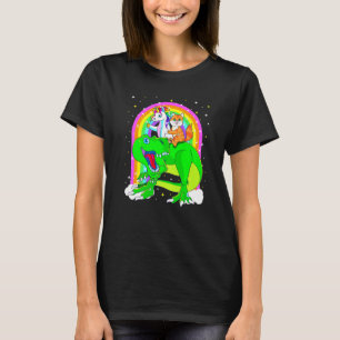 Unicorn Riding Trex Dinosaur Cat Space Kitten Gala T-Shirt