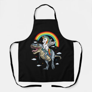 Unicorn Riding Trex Dinosaur Momicorn Rainbow For Apron