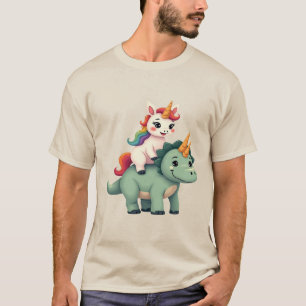 Unicorn Riding Triceratops Dinosaur Outfit for Kid T-Shirt