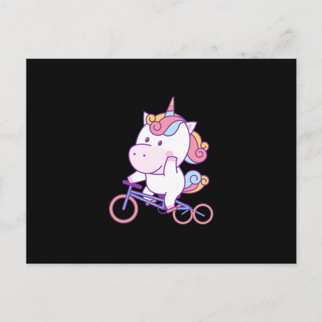 Unicorn Riding Tricycle Biker Bike Cyclist Bicycle Postcard (Front)