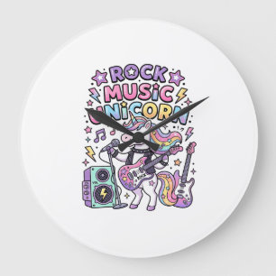 Unicorn Rock Music Unicorn Charming Marketplace Ar Large Clock