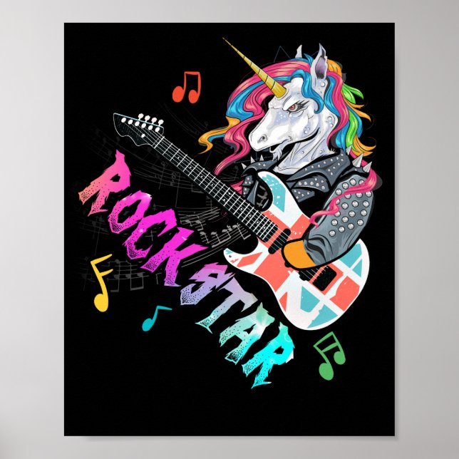 Unicorn Rock star Guitar Rockin' Music Singer Poster (Front)