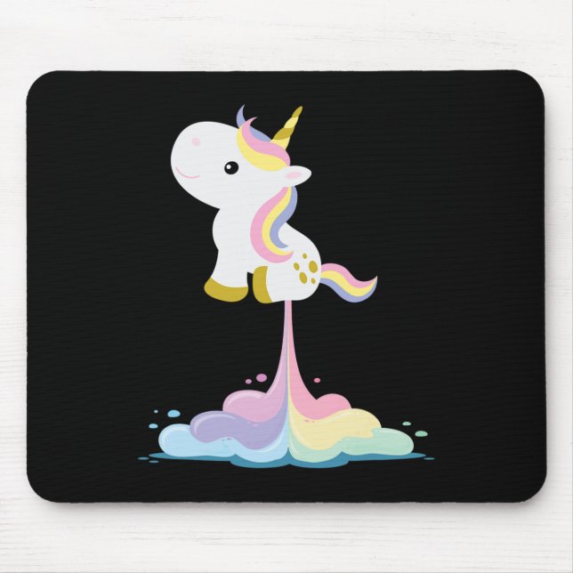 Unicorn Rocket Rainbow Clouds  Mouse Mat (Front)