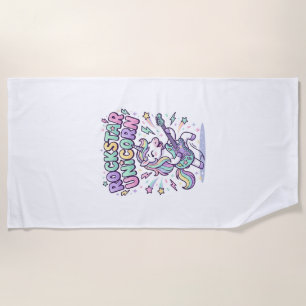 Unicorn Rockstar Unicorn Charming Apparel Graphic_ Beach Towel