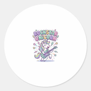 Unicorn Rockstar Unicorn Charming Apparel Graphic_ Classic Round Sticker