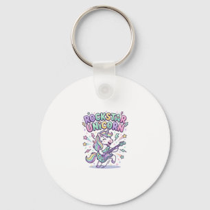 Unicorn Rockstar Unicorn Charming Apparel Graphic_ Key Ring