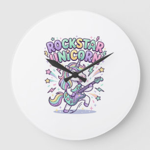 Unicorn Rockstar Unicorn Charming Apparel Graphic_ Large Clock