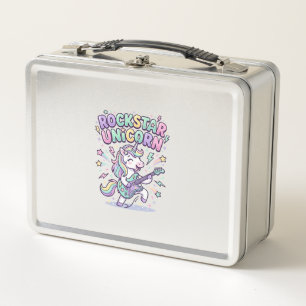 Unicorn Rockstar Unicorn Charming Apparel Graphic_ Metal Lunch Box