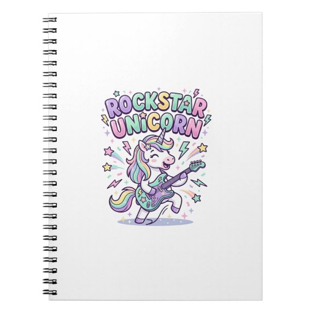 Unicorn Rockstar Unicorn Charming Apparel Graphic_ Notebook (Front)