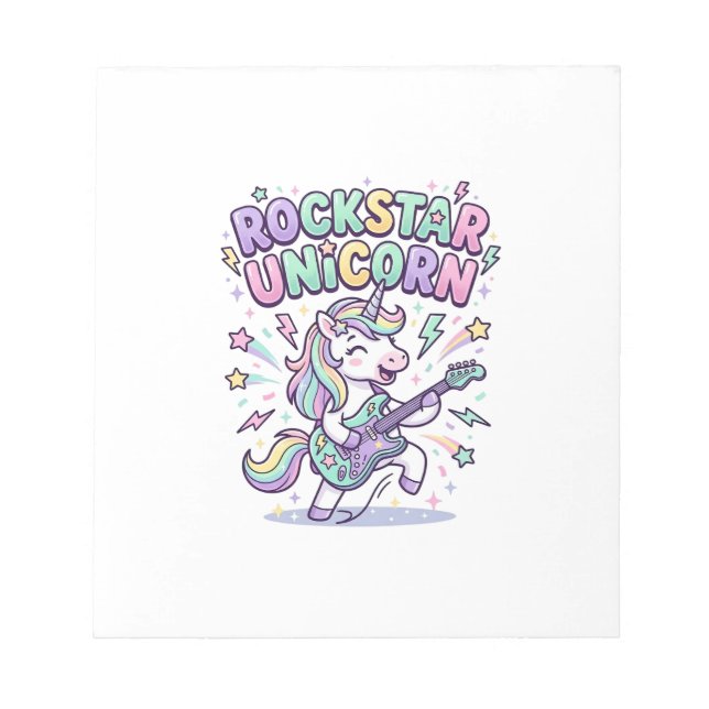 Unicorn Rockstar Unicorn Charming Apparel Graphic_ Notepad (Front)