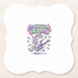 Unicorn Rockstar Unicorn Charming Apparel Graphic_ Paper Coaster