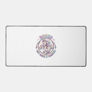 Unicorn Rodeo but Make It Magical Funny Cute Gift Desk Mat