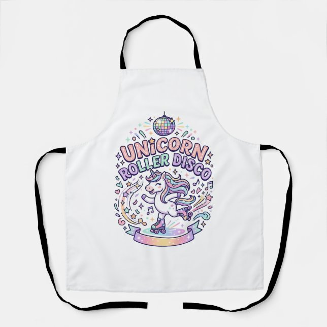 Unicorn Roller Disco Graphic Design T-Shirt Design Apron (Front)
