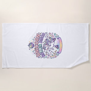Unicorn Roller Disco Graphic Design T-Shirt Design Beach Towel