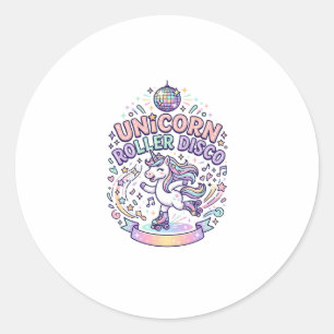 Unicorn Roller Disco Graphic Design T-Shirt Design Classic Round Sticker