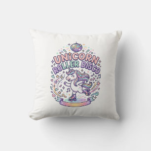 Unicorn Roller Disco Graphic Design T-Shirt Design Cushion