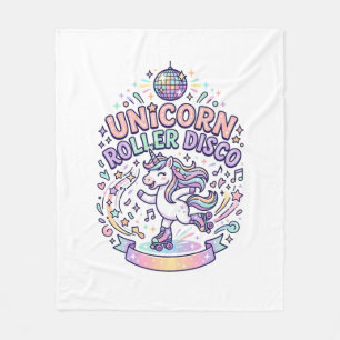 Unicorn Roller Disco Graphic Design T-Shirt Design Fleece Blanket