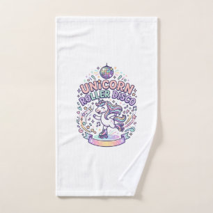 Unicorn Roller Disco Graphic Design T-Shirt Design Hand Towel